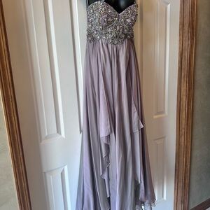 Jovani Elegant Embellished Taupe/pink iridescent formal strapless Formal Dress